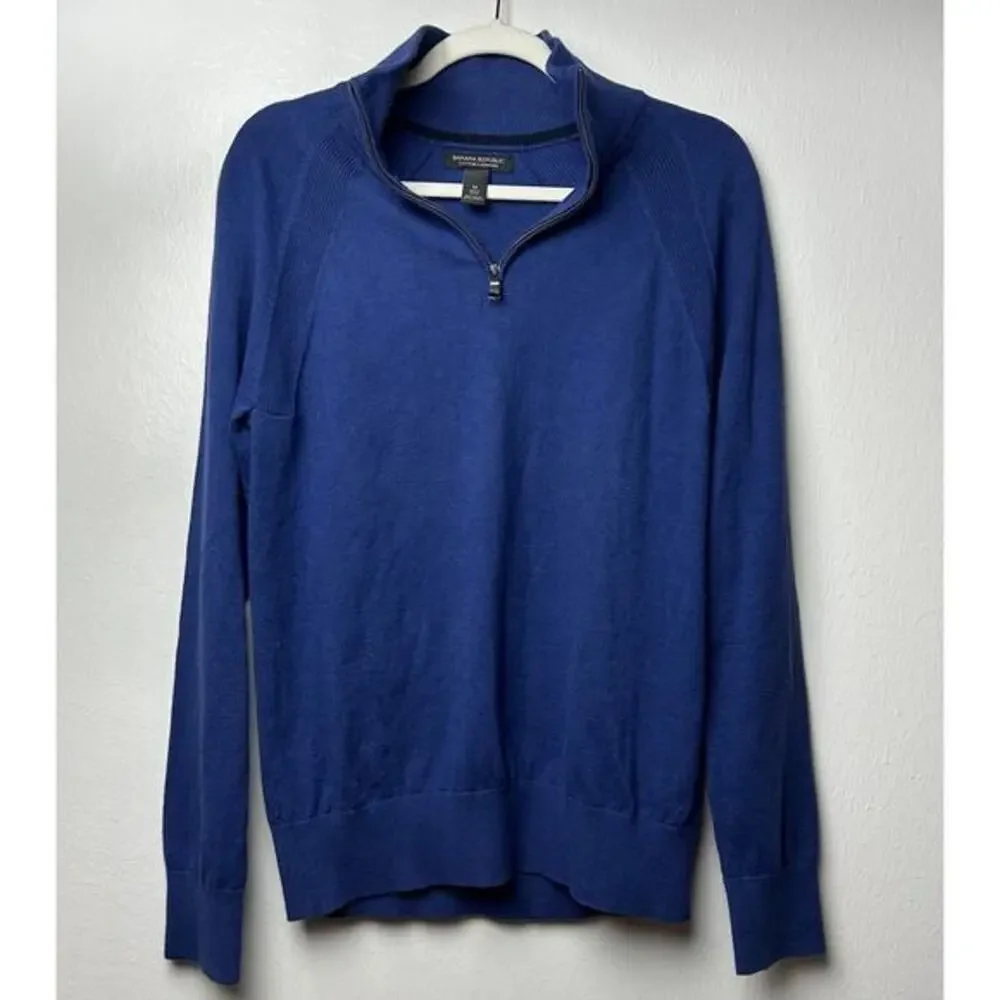 Banana Republic Men’s M‎ Cotton Cashmere 1/4 Zip Sweater Blue Pullover